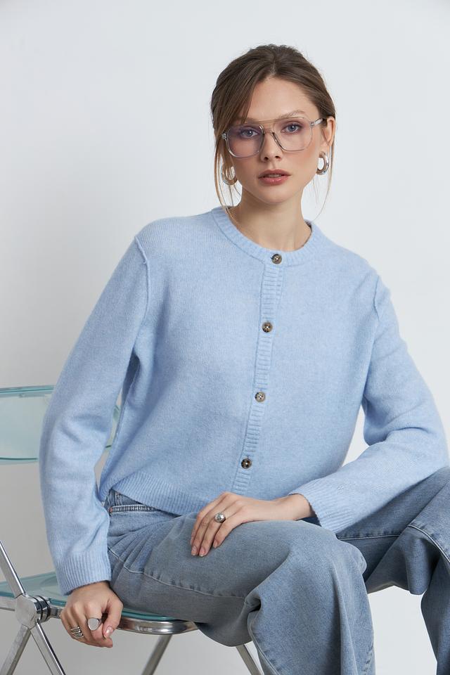 Жакет Oui голубой вязаный