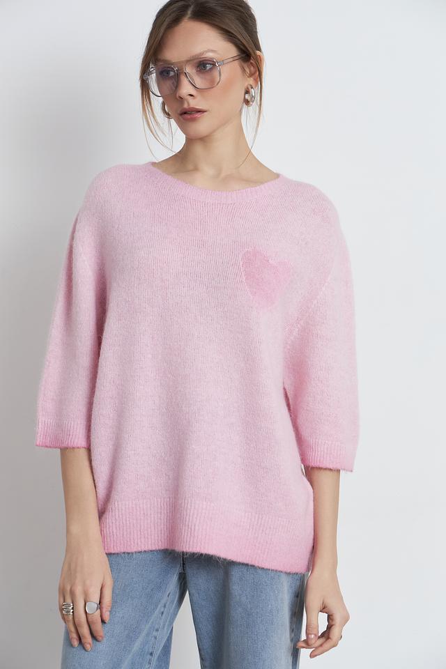 Пуловер Oui с сердцем розовый