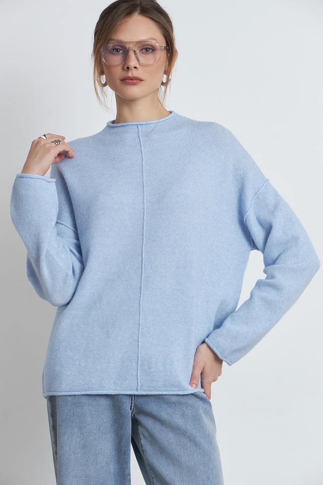 Пуловер Oui голубой с разрезом