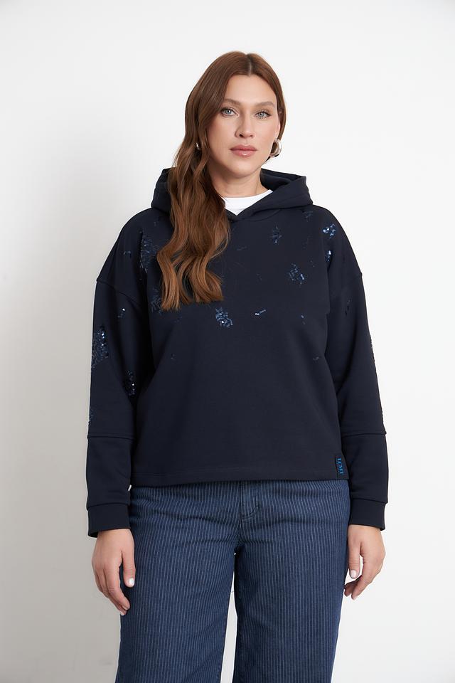 Пуловер Lecomte с пайетками тёмно-синий