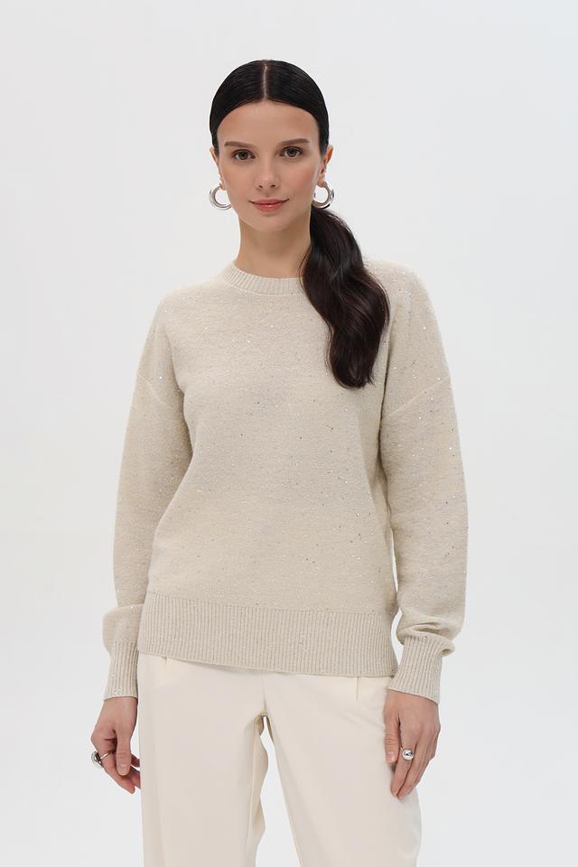 Пуловер Pezzo с пайетками бежевый