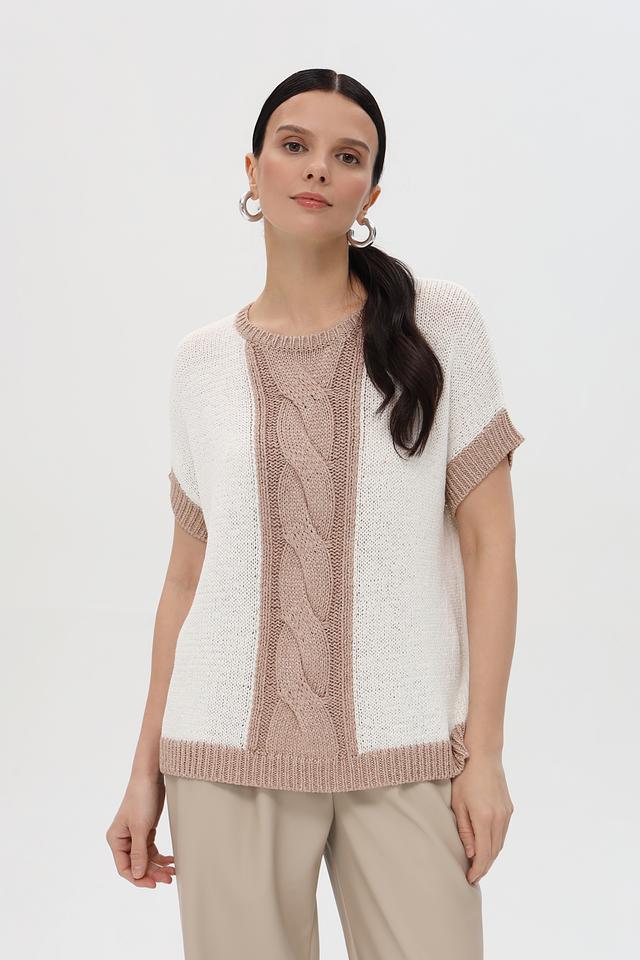 Пуловер Pezzo с косами бежевый