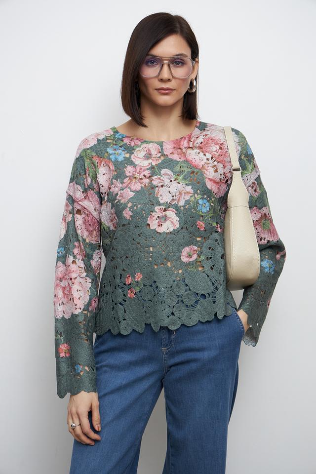 Пуловер Oui с цветочным принтом