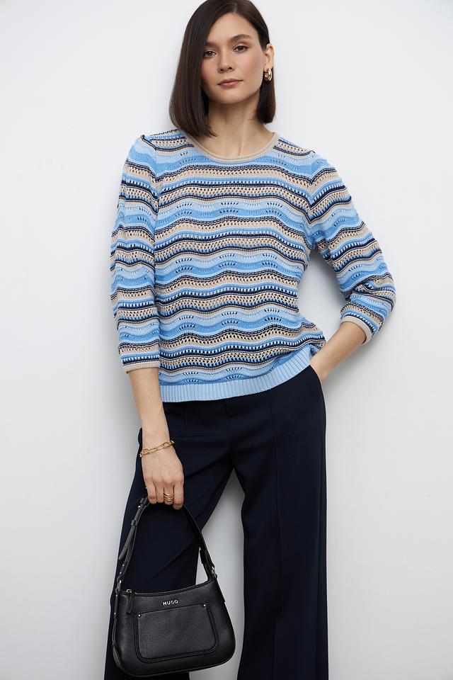 Пуловер Bianca в полоску голубой