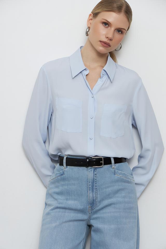 Блуза Luisa Cerano голубая с карманом