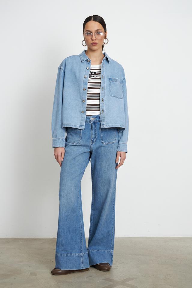 Джинсы клеш Oui голубые