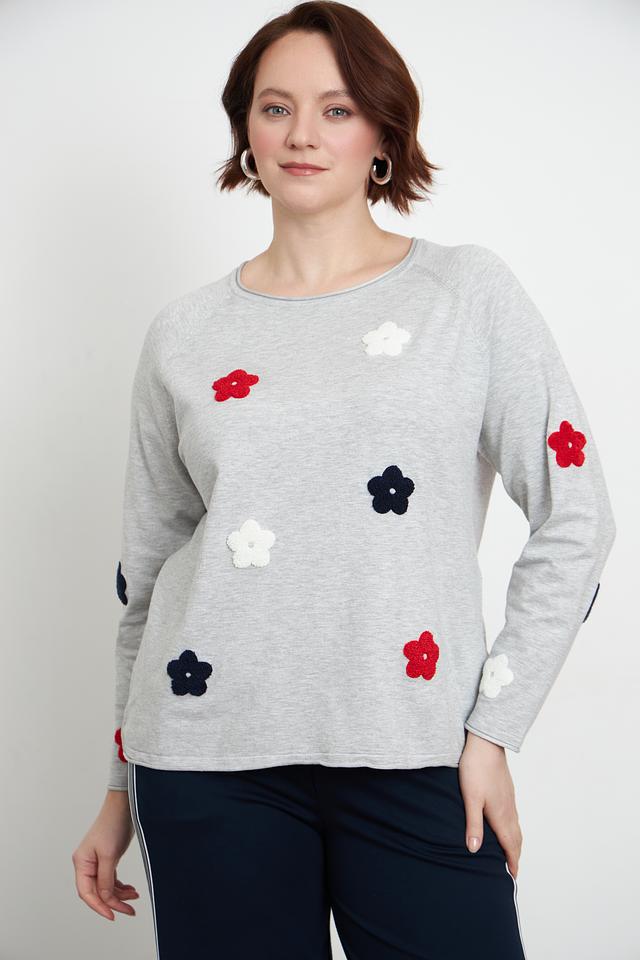 Пуловер Via Appia с цветами серый
