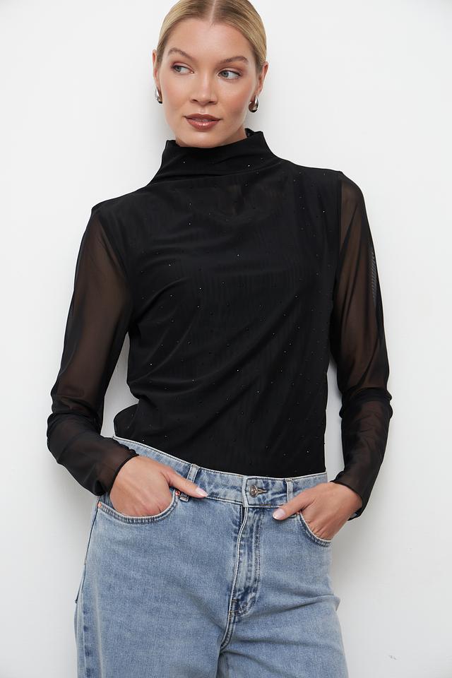 Пуловер Monari с кристаллами черный