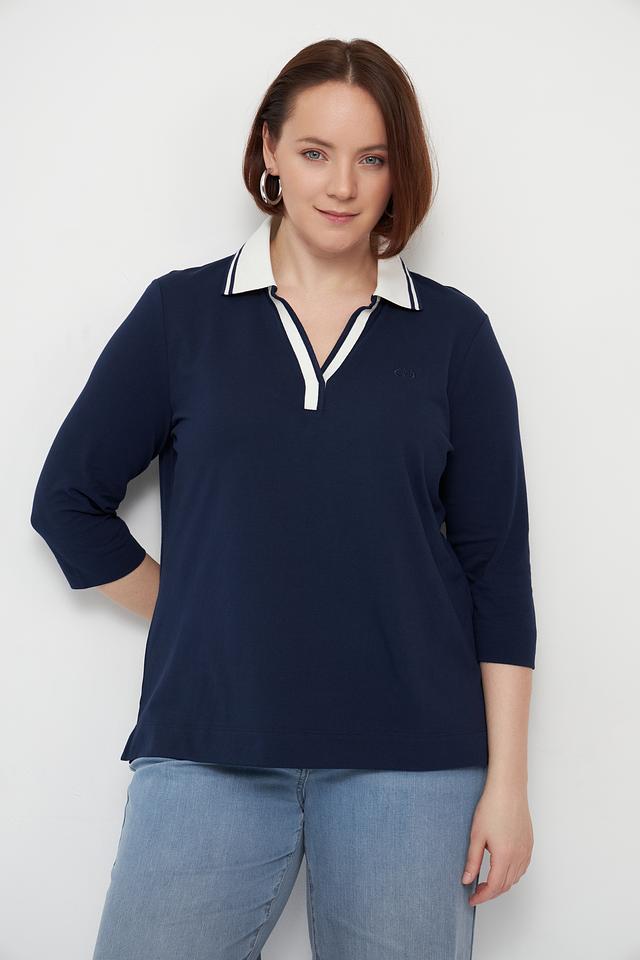 Поло Olsen c 3/4 рукавом, темно-синее