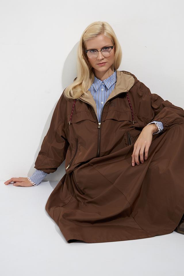 Куртка Oui коричневая с капюшоном