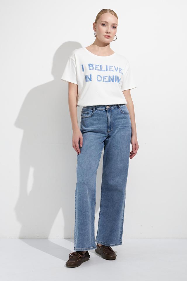 Джинсы Betty and Co с вышивкой голубые