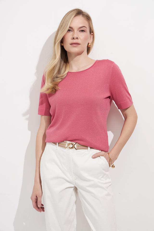 Пуловер Bianca с люрексом розовый