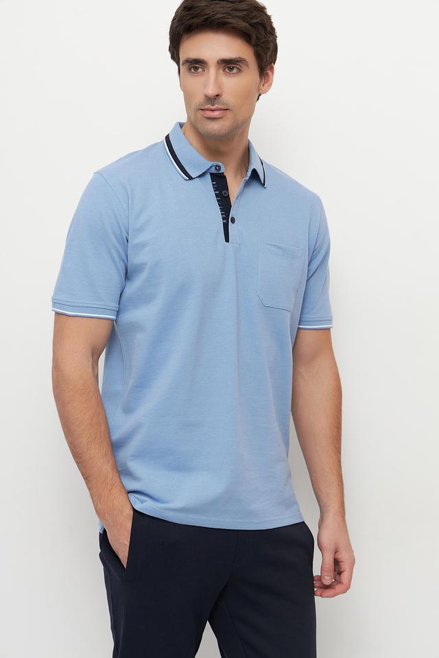 Поло Casa Moda голубое с принтом