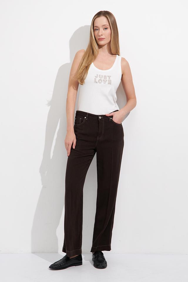 Джинсы Monari коричневые с вышивкой