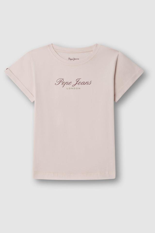 Футболка Pepe Jeans London пудрово-розового цвета с принтом
